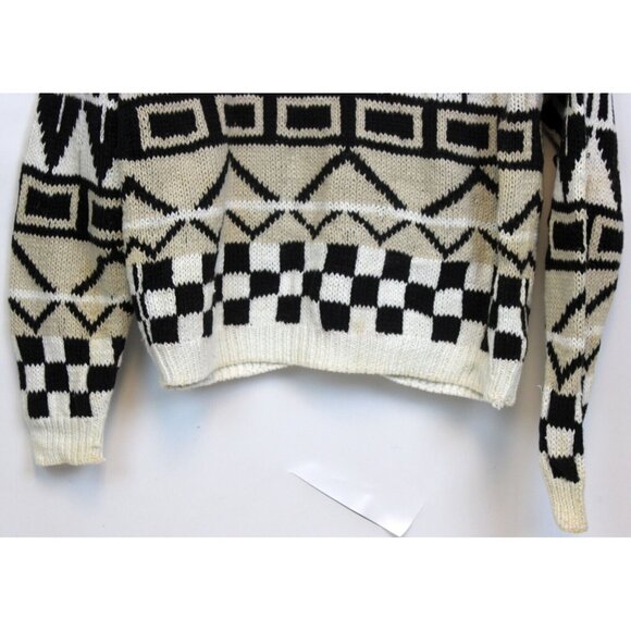 VG 90s D.D. Sloane Sweater Cardigan sz S Black White Fashion Warm Hand Knit - Picture 8 of 10